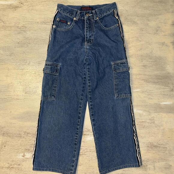 EUC Vintage Y2K Boys Side Stripe Wide Leg Cargo Jeans Size 10 Years - Picture 1 of 7